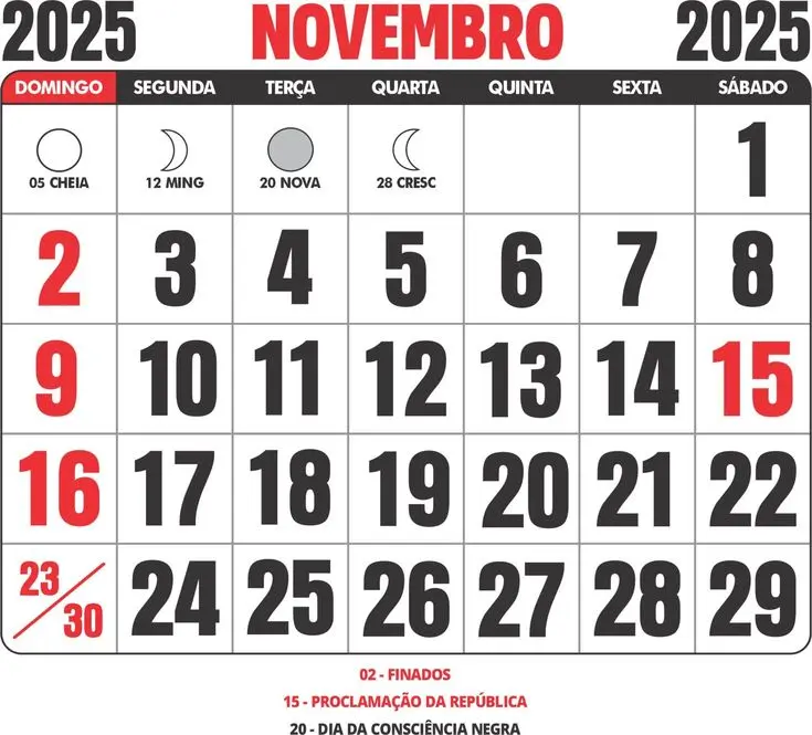 calend rio novembro 2025