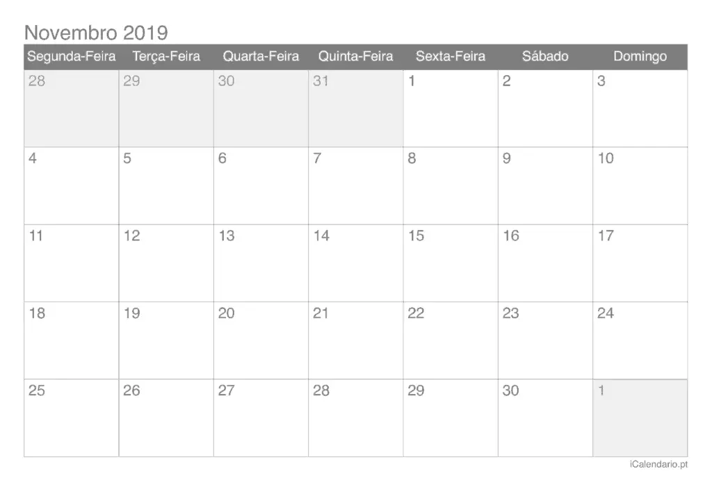 calendario novembro
