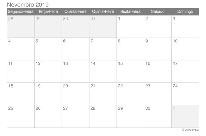 calendario novembro