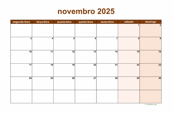 calendario novembro 2025
