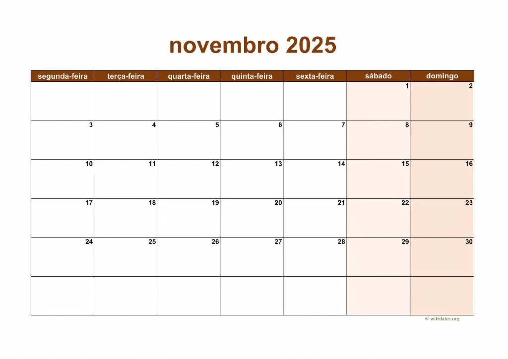 calendario novembro 2025